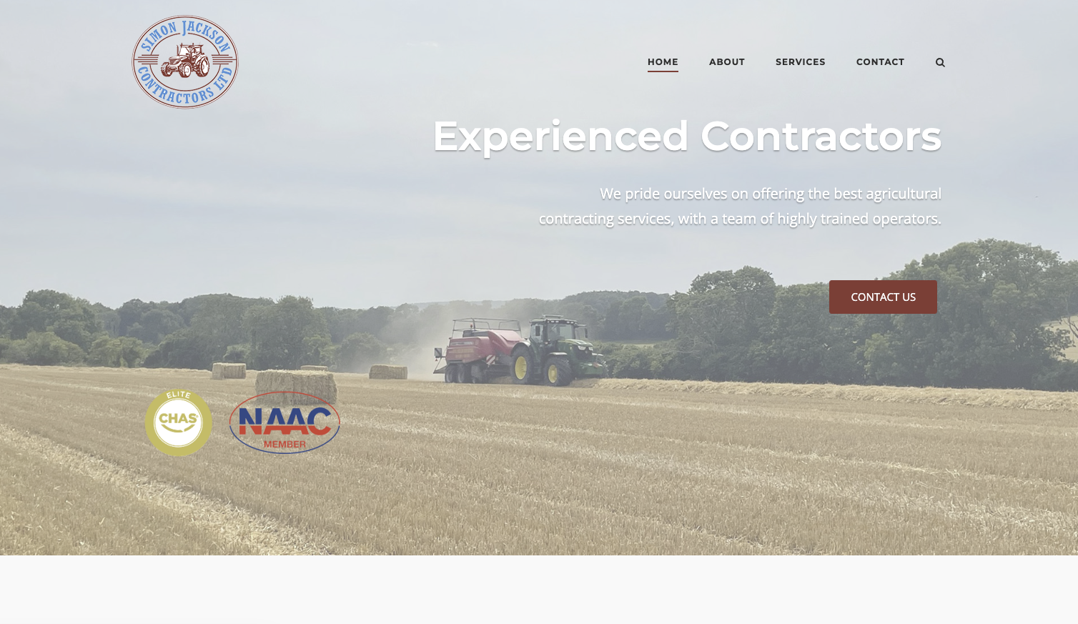 Screenshot of the Simon Jackson Contractors homepage